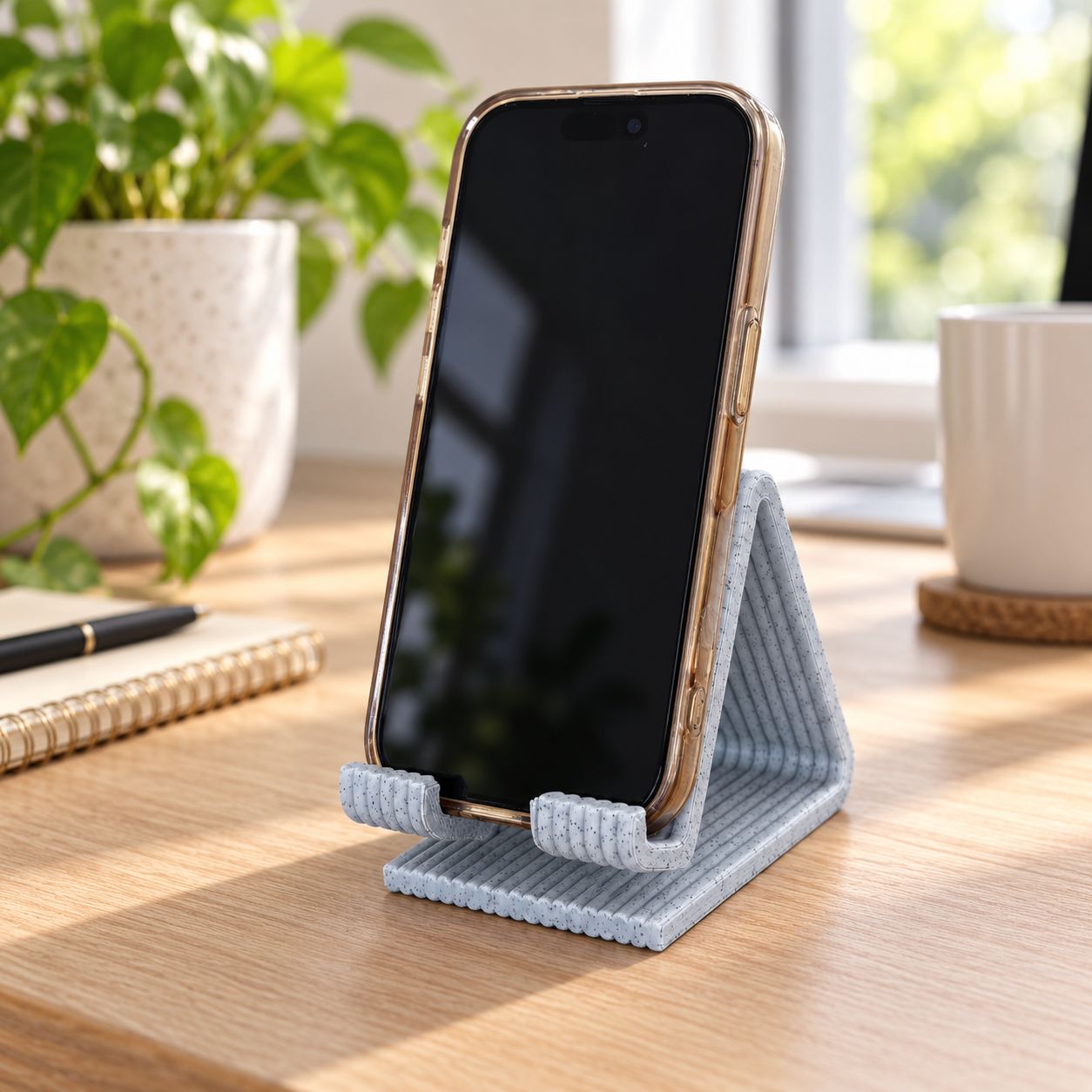 Stojak na telefon 3D – kamienny szary