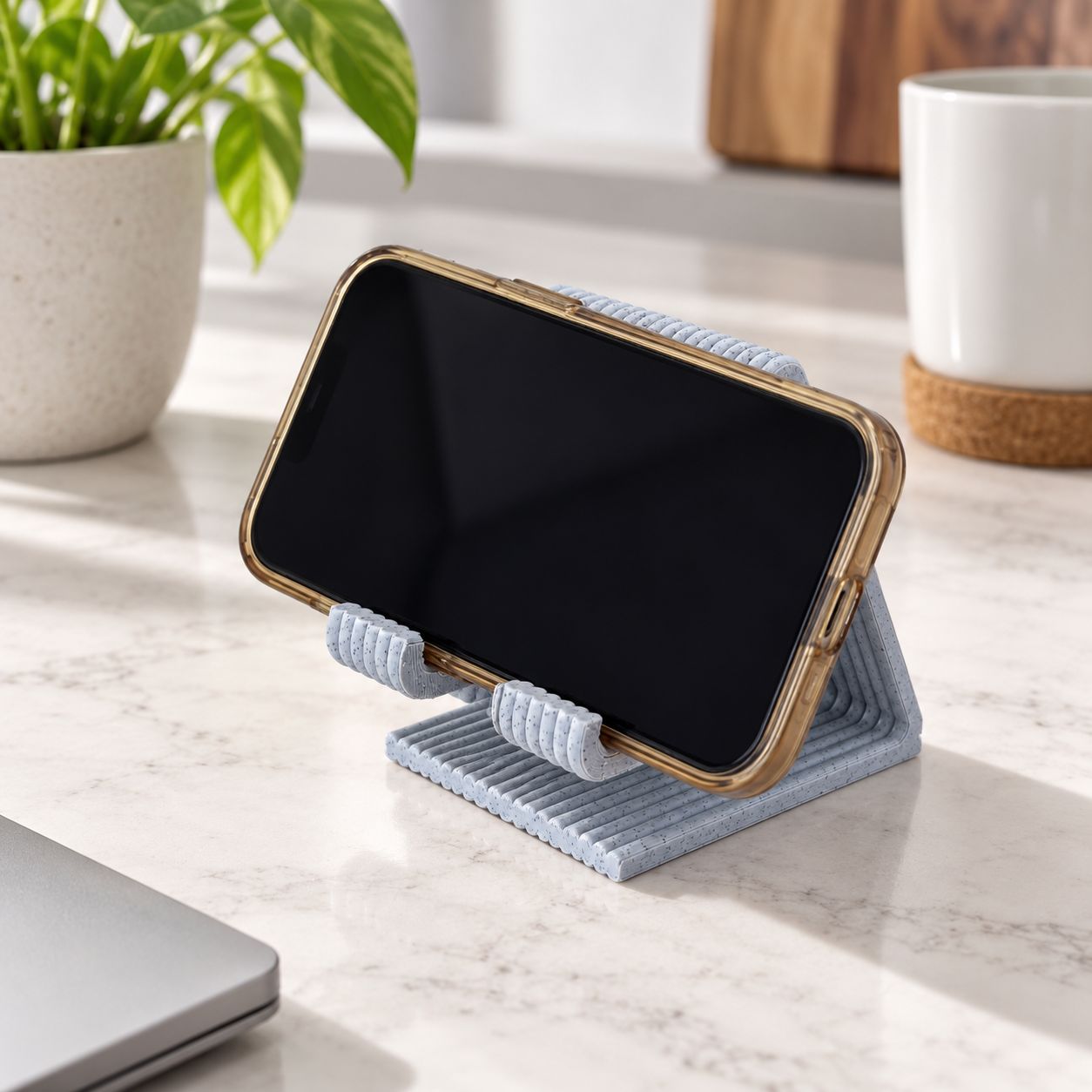 Stojak na telefon 3D – kamienny szary
