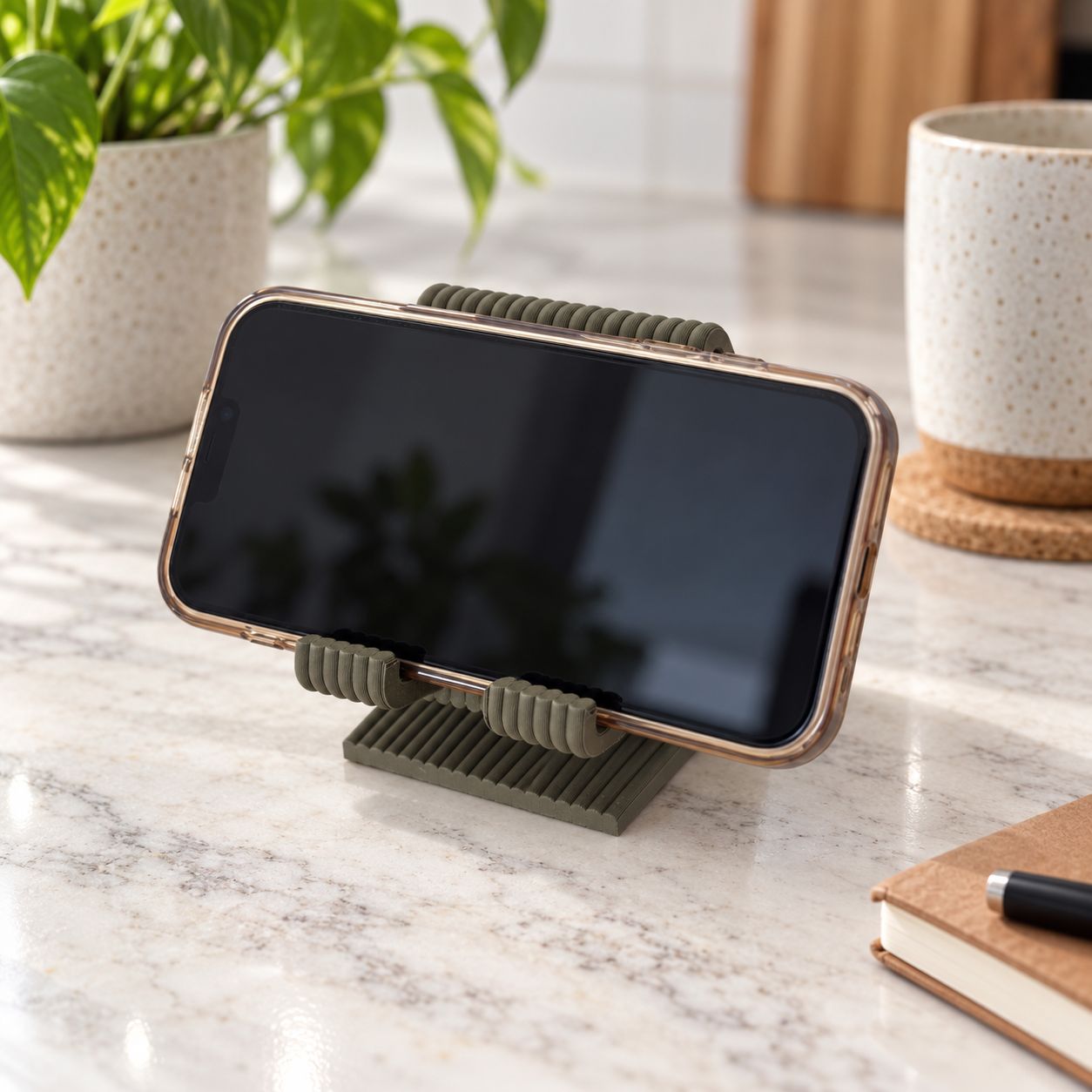 Stojak na telefon 3D – oliwkowy