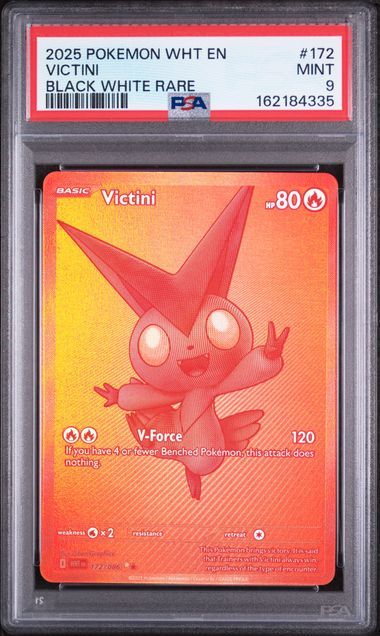 PSA 9: 2025 POKEMON WHT EN-WHITE FLARE 172 VICTINI BLACK WHITE RARE