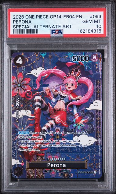 PSA 10 2026 ONE PIECE OP14-EB04-THE AZURE SEA'S SEVEN 093 PERONA SPECIAL ALTERNATE ART
