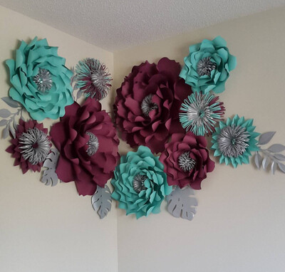 Paper flower Set of 10 flowers, nursery, bedroom, living room, dining room, business, dorm, backdrop, wedding, engagement, shower, birthday,