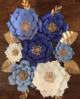 Ocean Blue Set Of 7 With Leaves