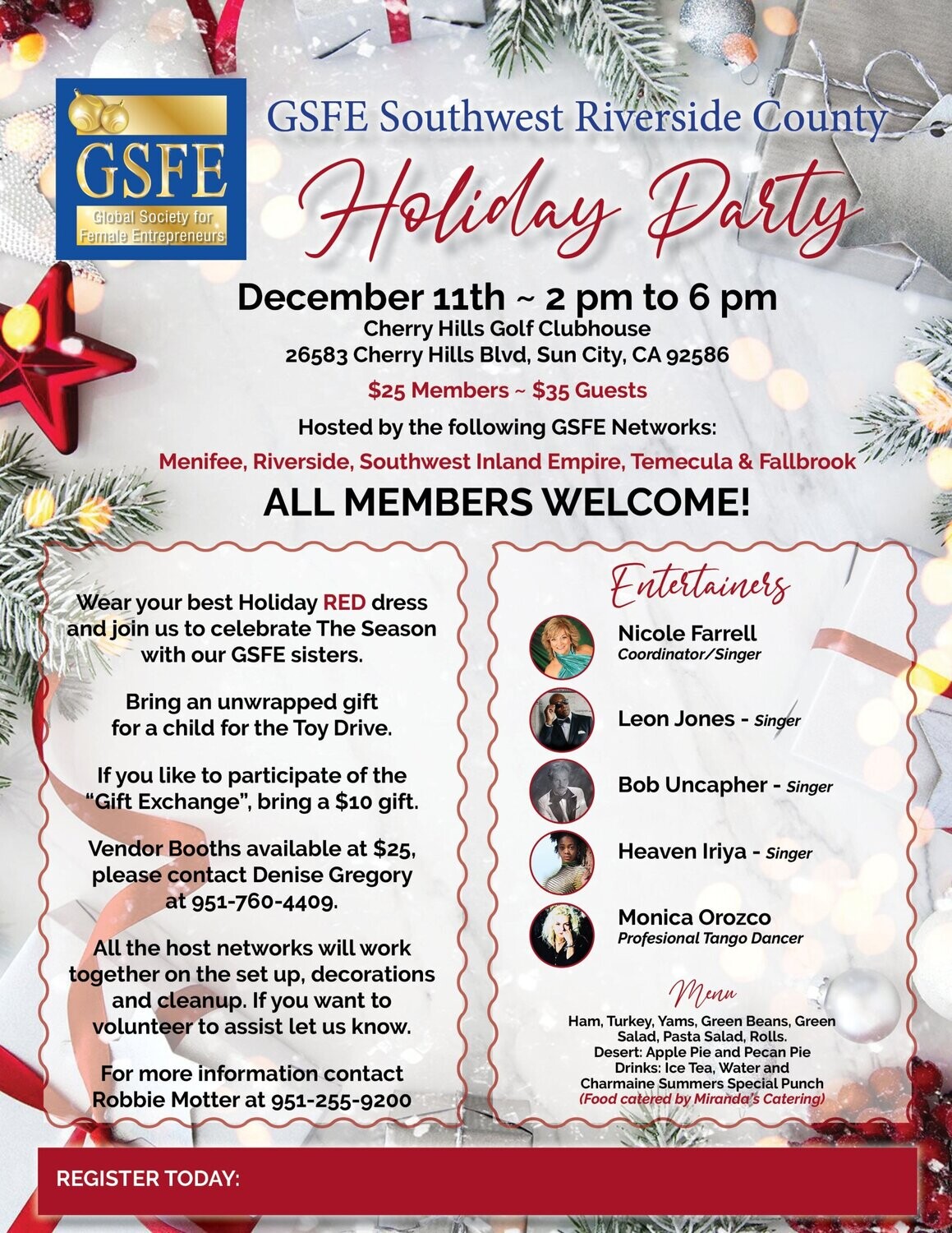 Z - 1A-GSFE Southwest Riverside County - Holiday Party (MEMBERS)