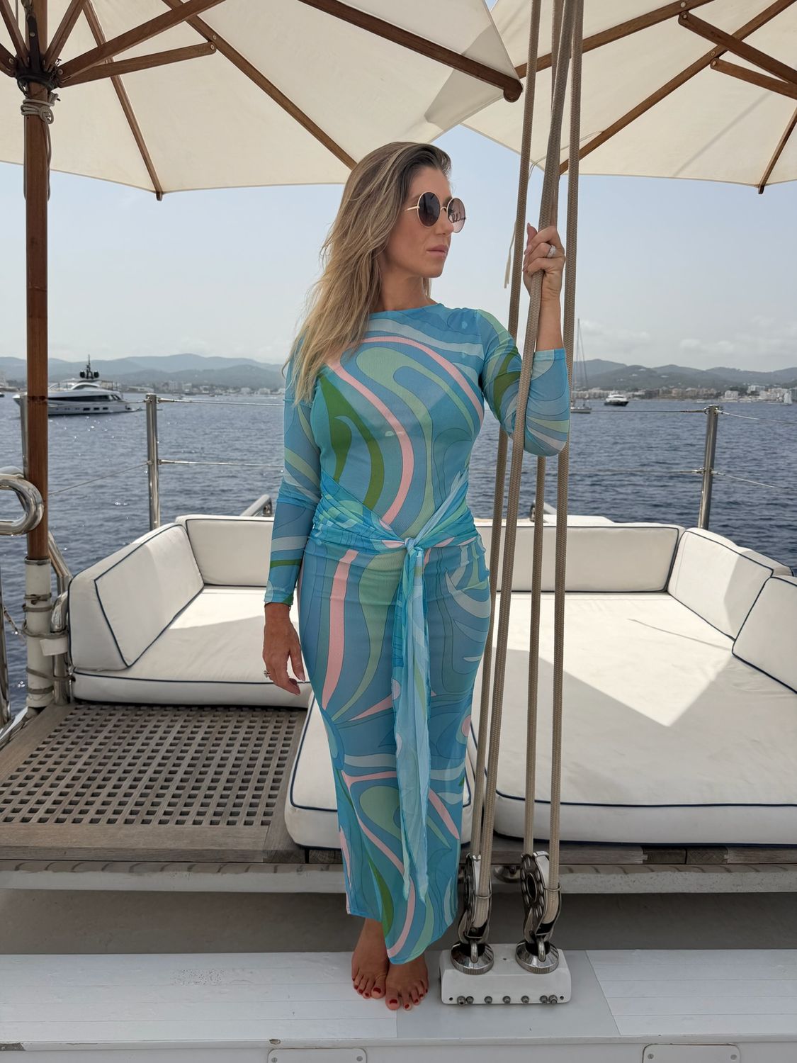 INNA TRENDY BELTED DRESS, Size: XS - S, color: BLUE