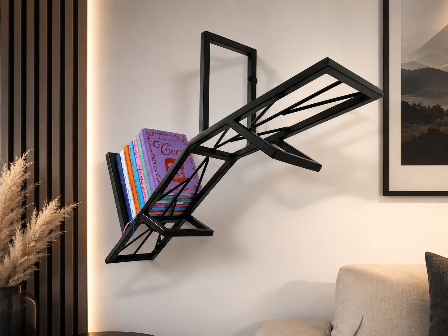 Półka ścienna na książki drzewo | Metalowa Półka Arbore Loft | Industrial | 88x38cm