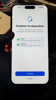  Configuration Apple après réparation écran et batterie iPhone