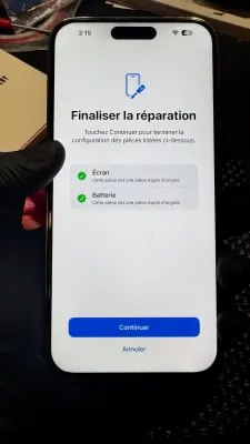 Finalisation de la réparation - Batterie original service pack Apple