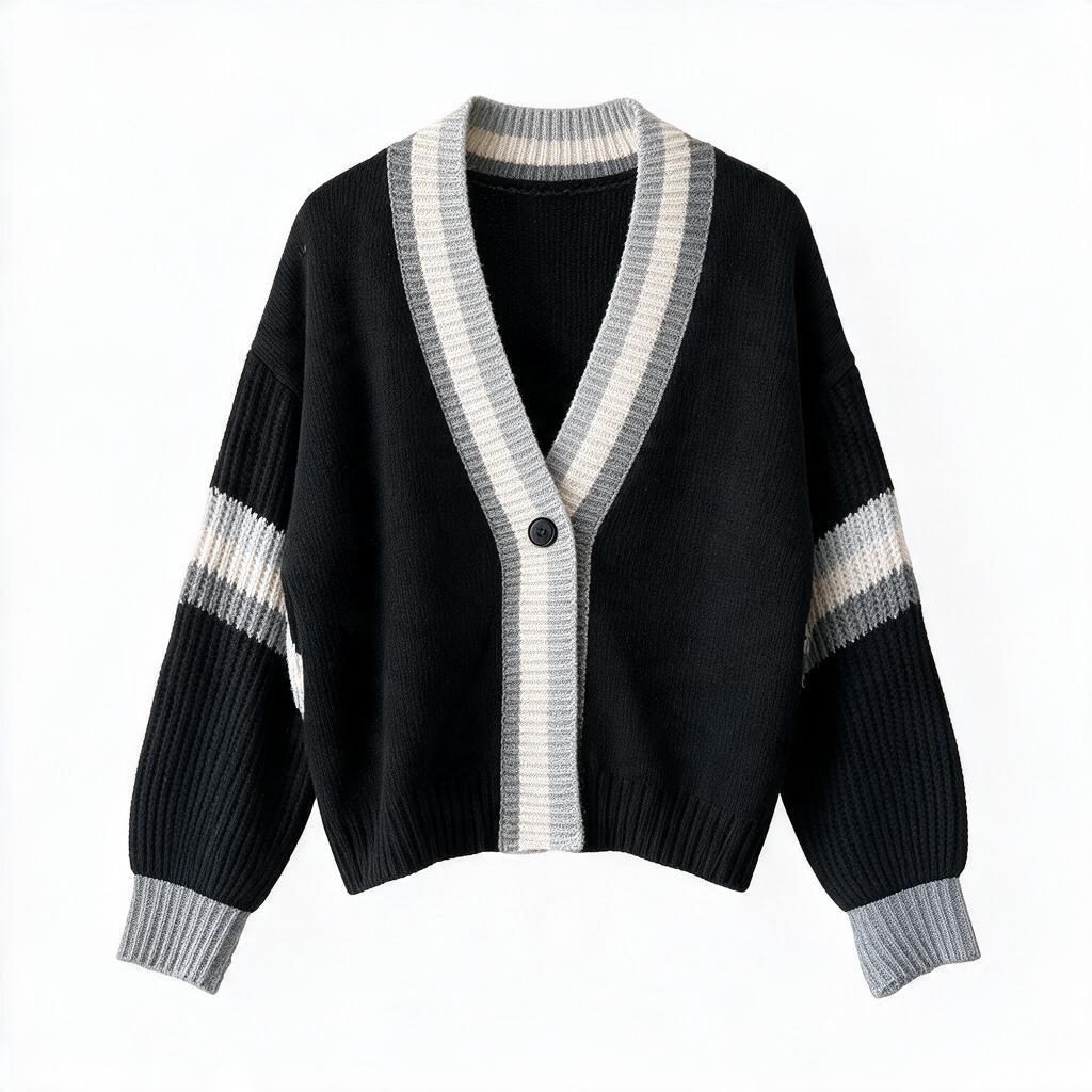 Cardigan scollo a V con 3 bottoni