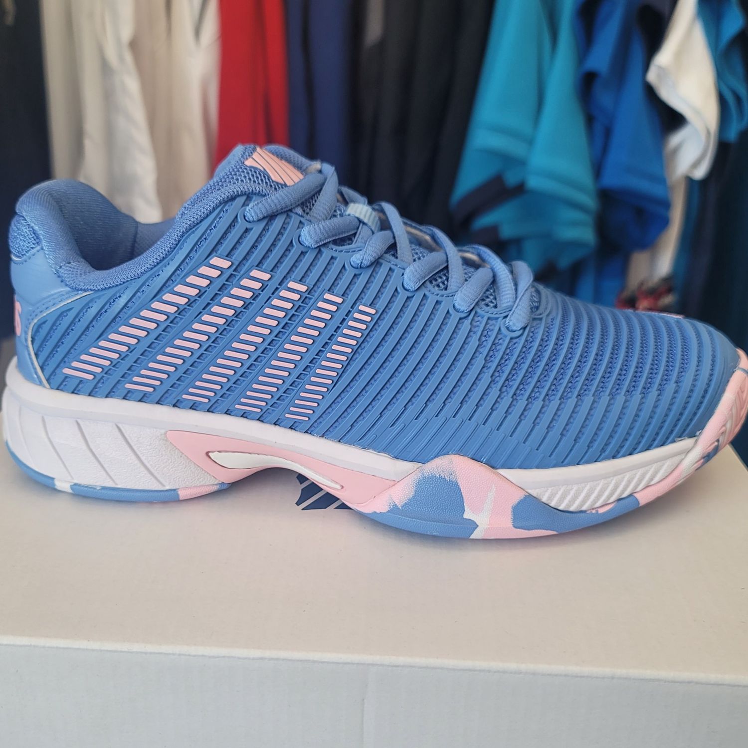 K Hypercourt Express 2 Slvrlkblu/white, Size: size 4