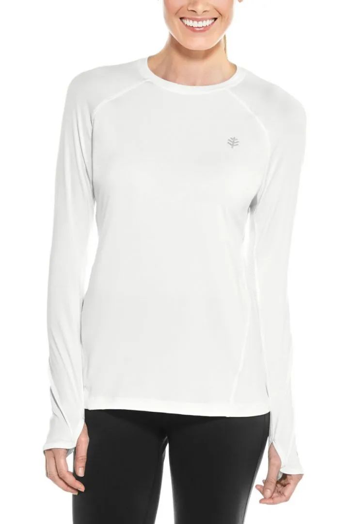 Coolibar Womens Devi L/S Fitness T- Shirt White 01496-111-154-1000, Coolibar Shirts: L