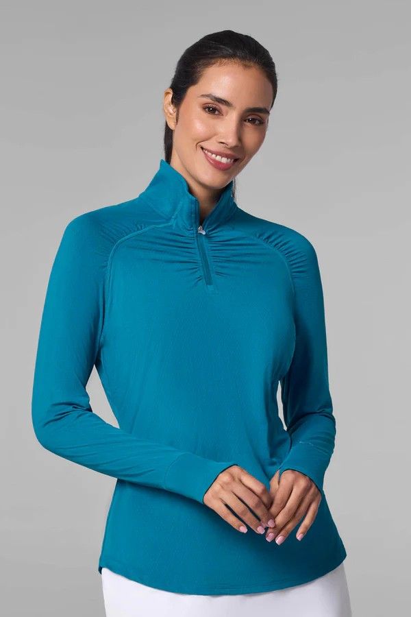 Coolibar Arabella Quater Zip Bluejay 10207-585-153-1016, Size: S