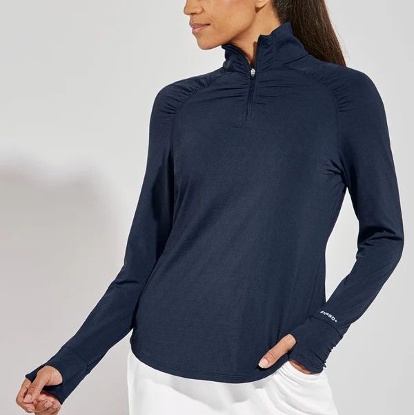 Coolibar Arabella Quarter Zip Navy 10207-410, Size: S