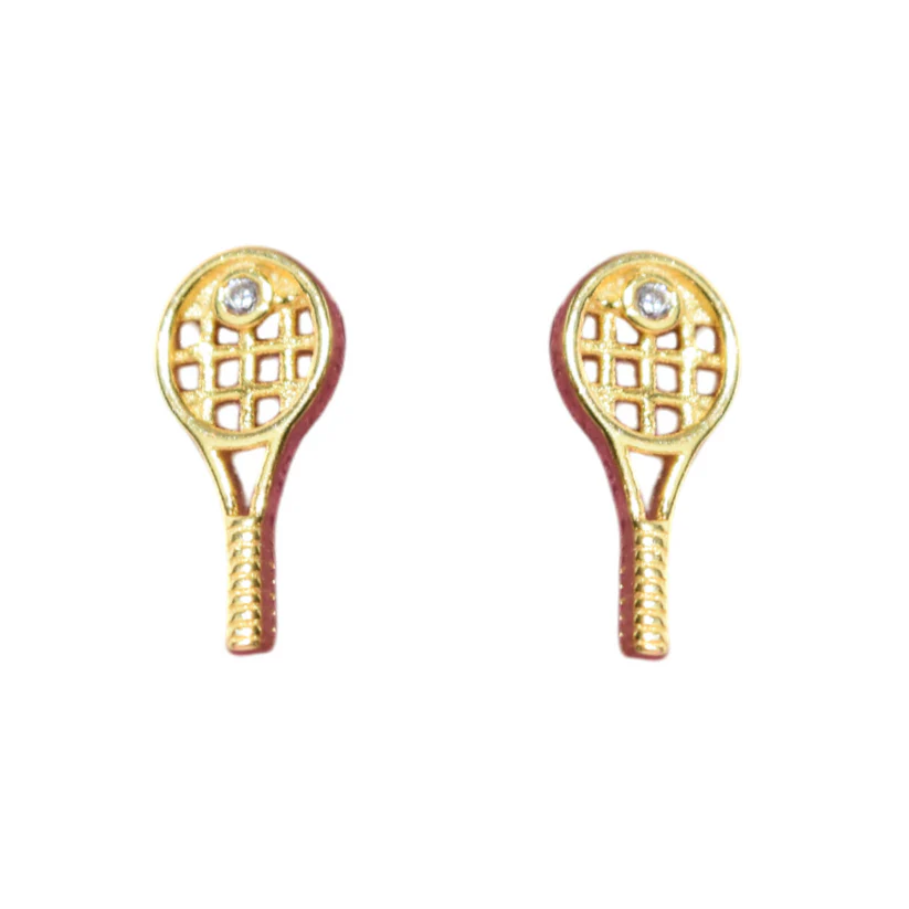 Racquet Inc Tennis Racquet Earrings Gold