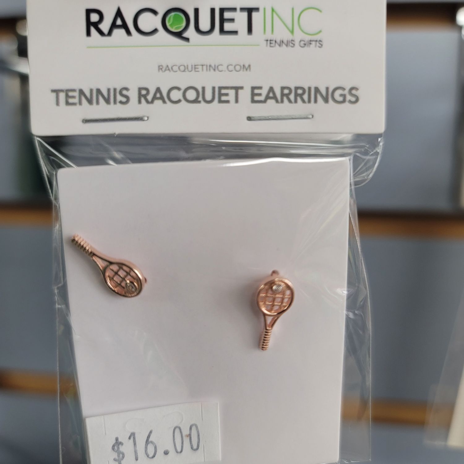 Racquet Inc Tennis Racquet Earrings Rose Gold