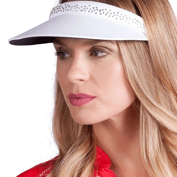Tail White Visor With Rhinestones CX9129-B81X