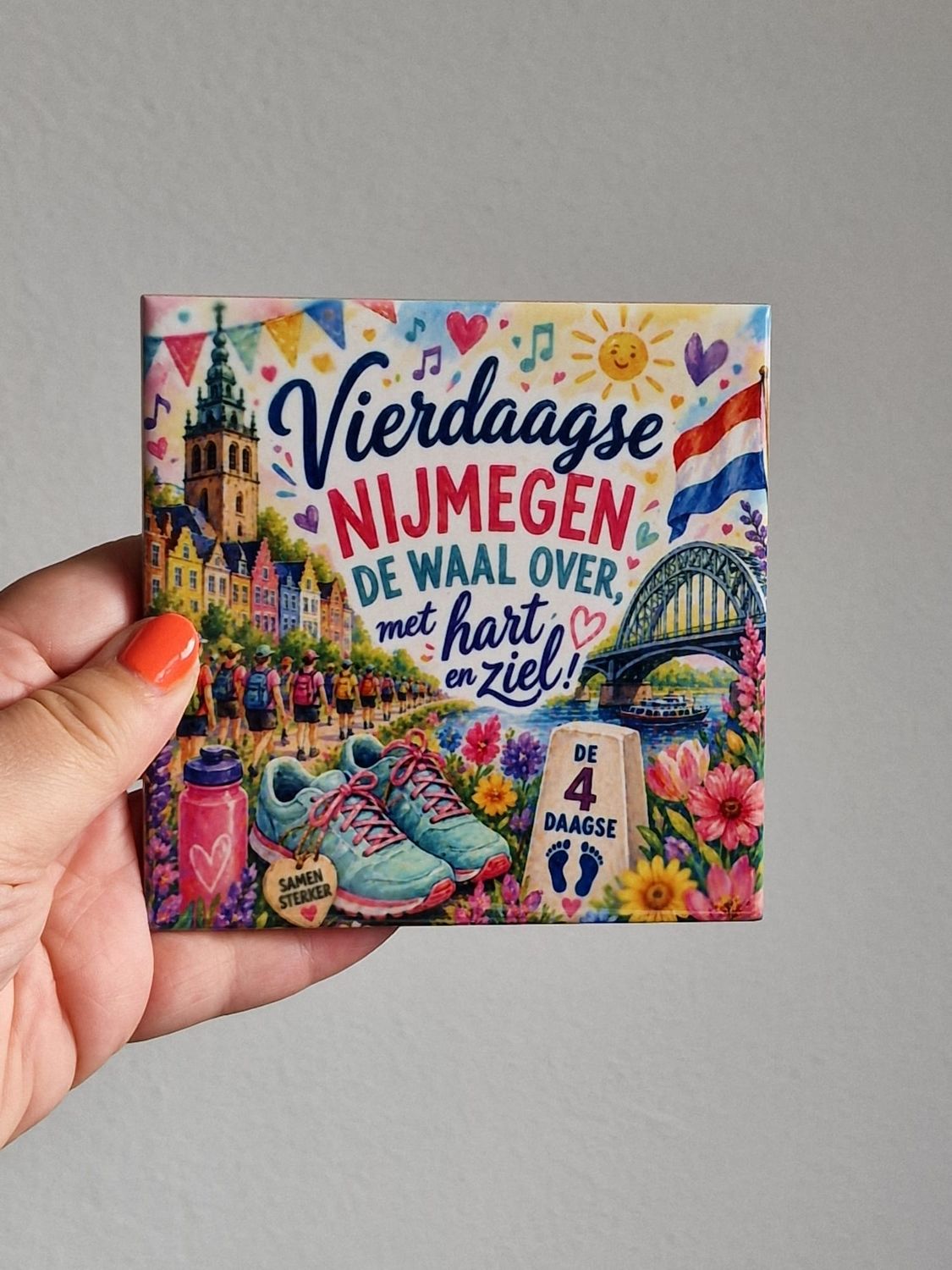 Tegeltje Vierdaagse Nijmegen - kleur Tegeltje Vierdaagse Nijmegen - kleur
