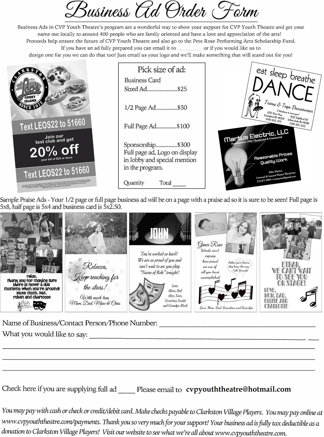 Business AD (starting at $25)