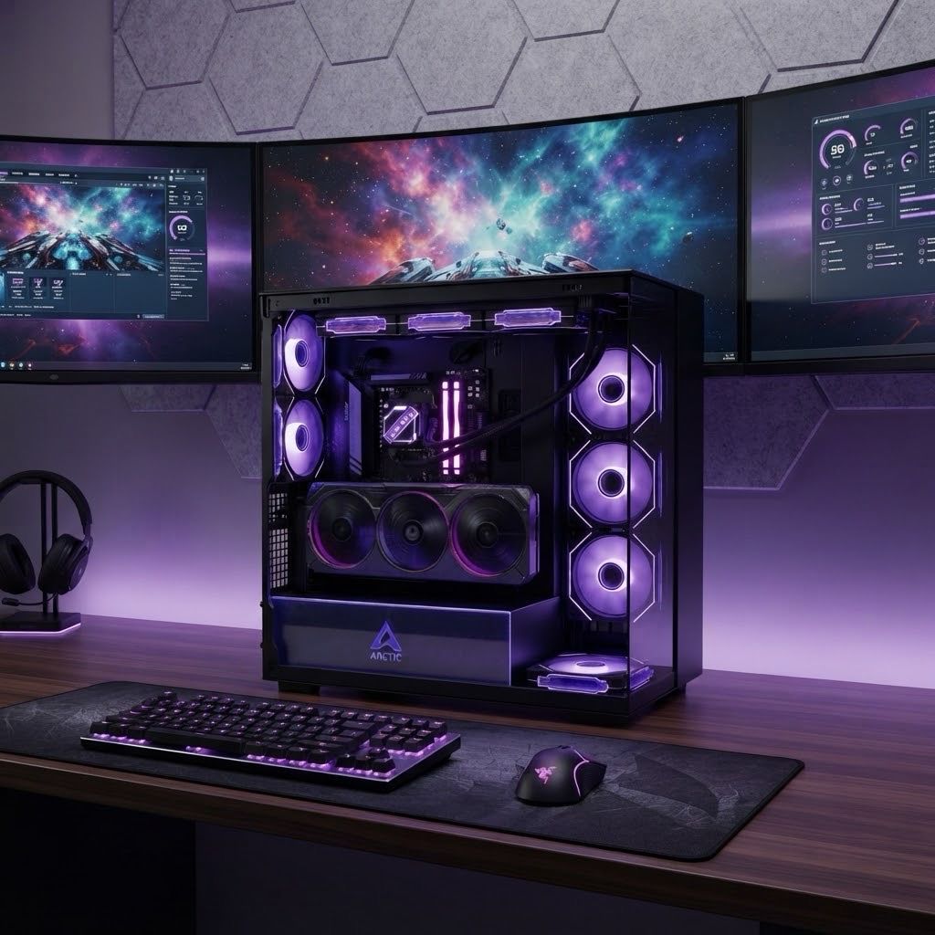 Gaming PC mit Rtx 5070Ti , Ryzen 7800X3D 1 Tb Ssd PCIE5 32 GB Ram 6000 mhz  , Mite vertical GPU