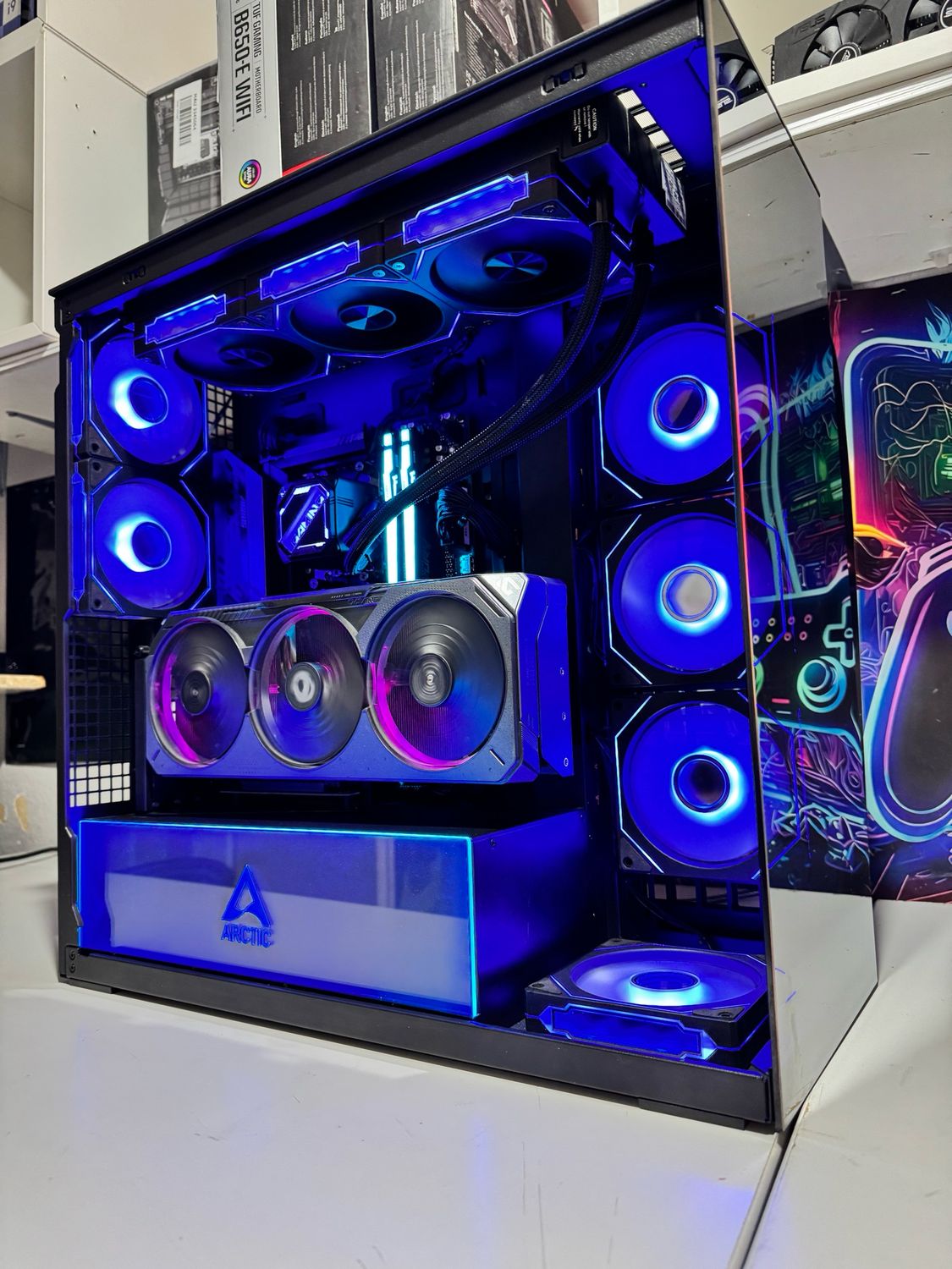 Gaming PC mit Rtx 5070Ti , Ryzen 7800X3D 1 Tb Ssd PCIE5 32 GB Ram 6000 mhz  , Mite vertical GPU