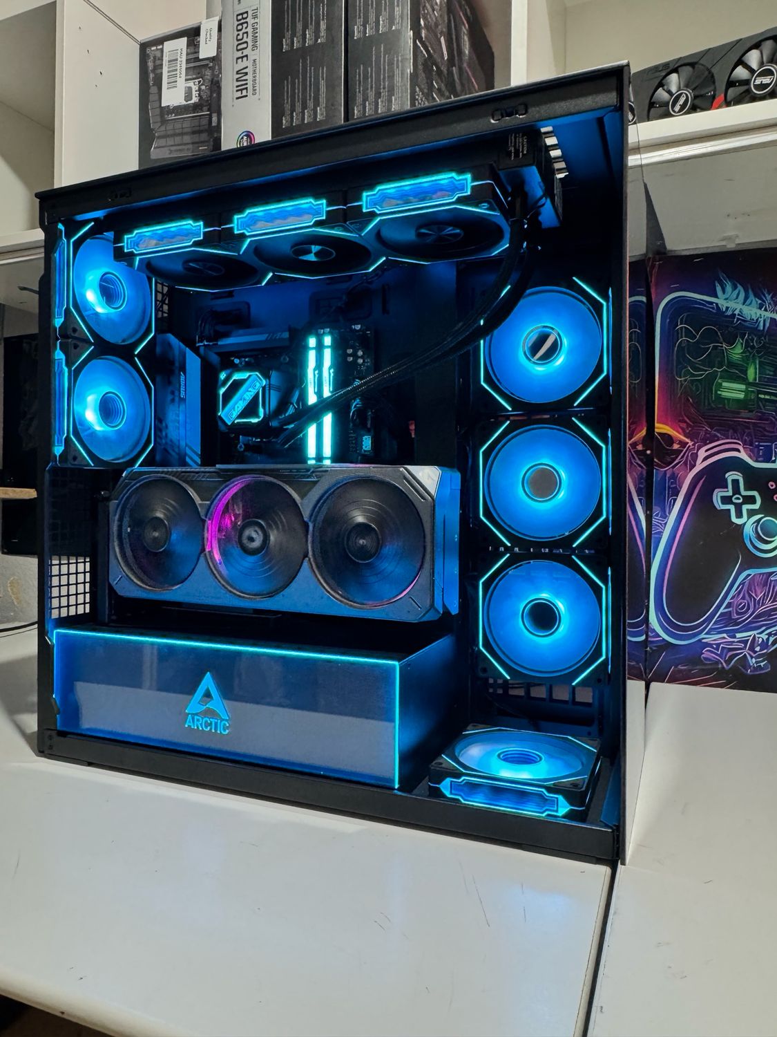 Gaming PC mit Rtx 5070Ti , Ryzen 7800X3D 1 Tb Ssd PCIE5 32 GB Ram 6000 mhz  , Mite vertical GPU