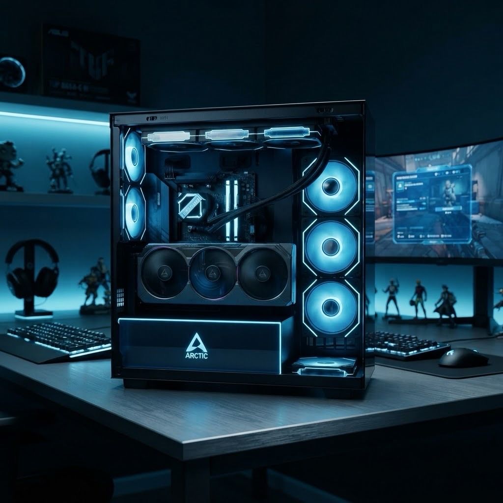 Gaming PC mit Rtx 5070Ti , Ryzen 7800X3D 1 Tb Ssd PCIE5 32 GB Ram 6000 mhz  , Mite vertical GPU