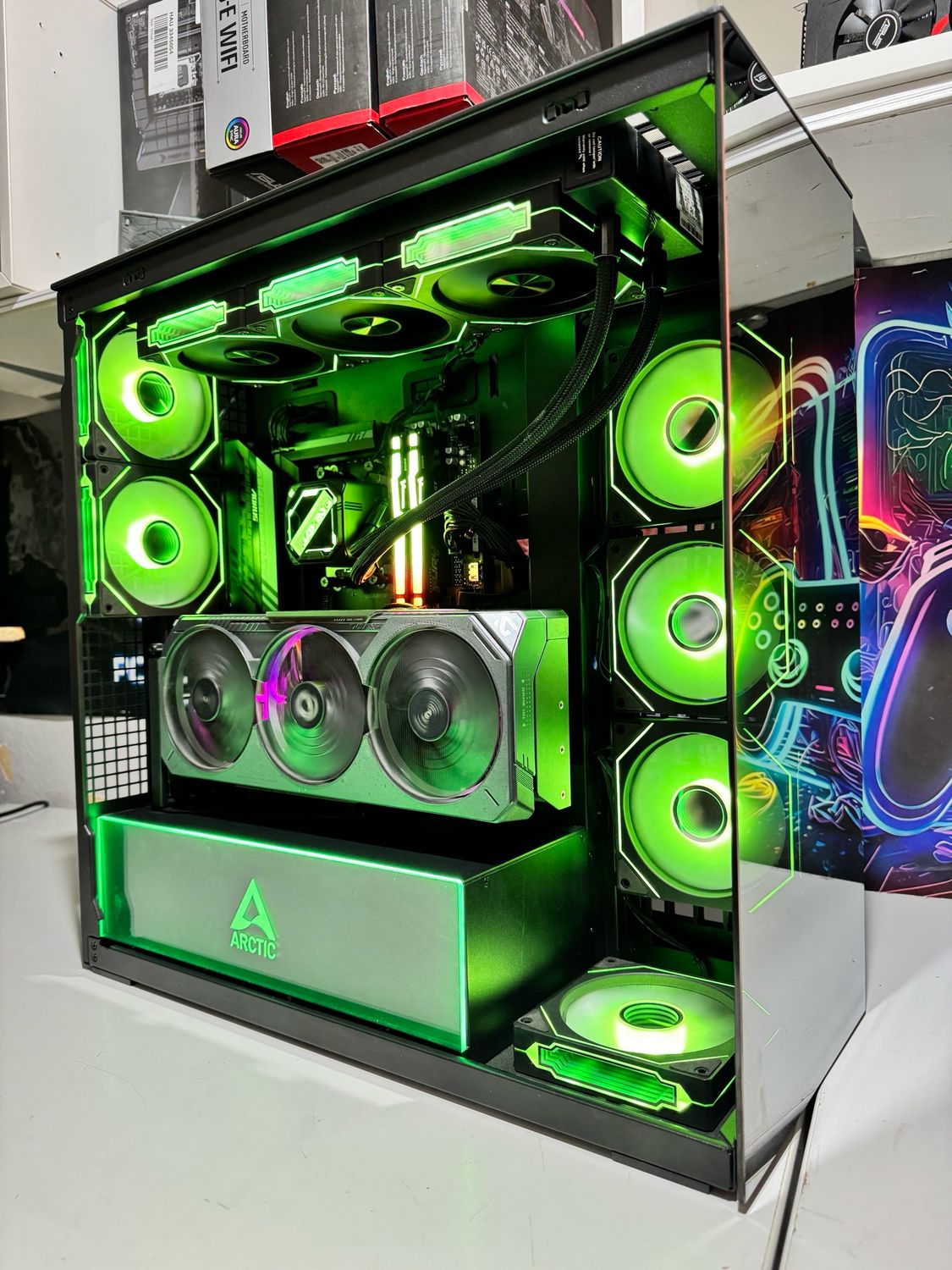 Gaming PC mit Rtx 5070Ti , Ryzen 7800X3D 1 Tb Ssd PCIE5 32 GB Ram 6000 mhz  , Mite vertical GPU