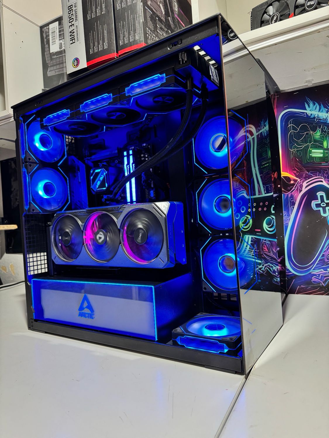 Gaming PC mit Rtx 5070Ti , Ryzen 7800X3D 1 Tb Ssd PCIE5 32 GB Ram 6000 mhz  , Mite vertical GPU