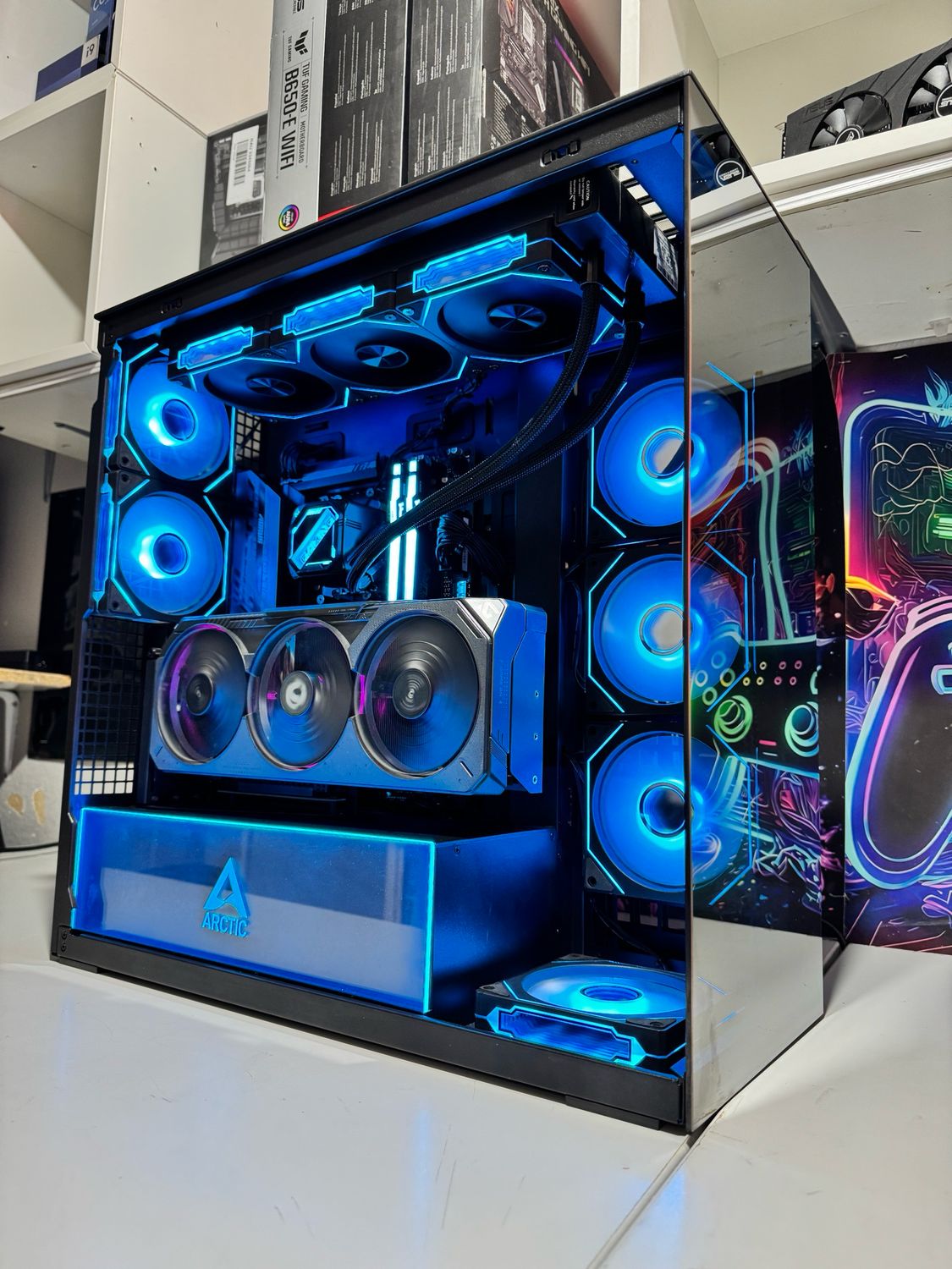Gaming PC mit Rtx 5070Ti , Ryzen 7800X3D 1 Tb Ssd PCIE5 32 GB Ram 6000 mhz  , Mite vertical GPU