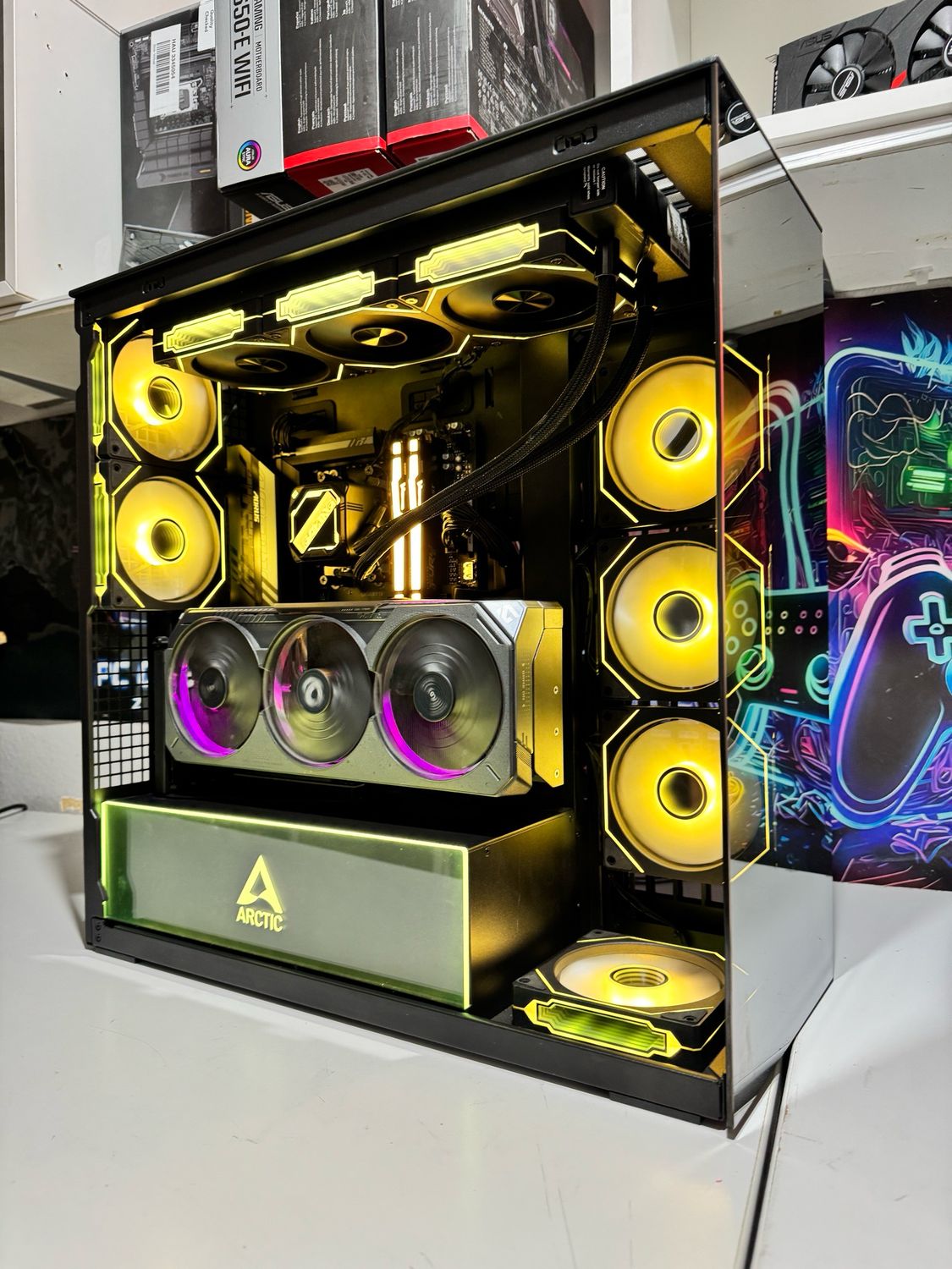 Gaming PC mit Rtx 5070Ti , Ryzen 7800X3D 1 Tb Ssd PCIE5 32 GB Ram 6000 mhz  , Mite vertical GPU