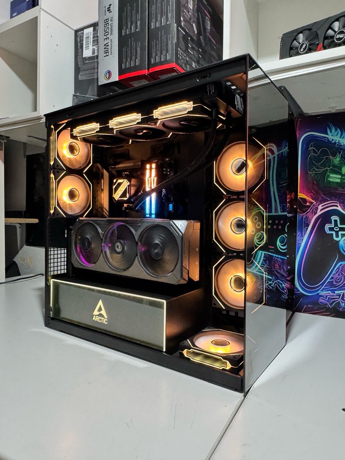 Gaming PC mit Rtx 5070Ti , Ryzen 7800X3D 1 Tb Ssd PCIE5 32 GB Ram 6000 mhz  , Mite vertical GPU