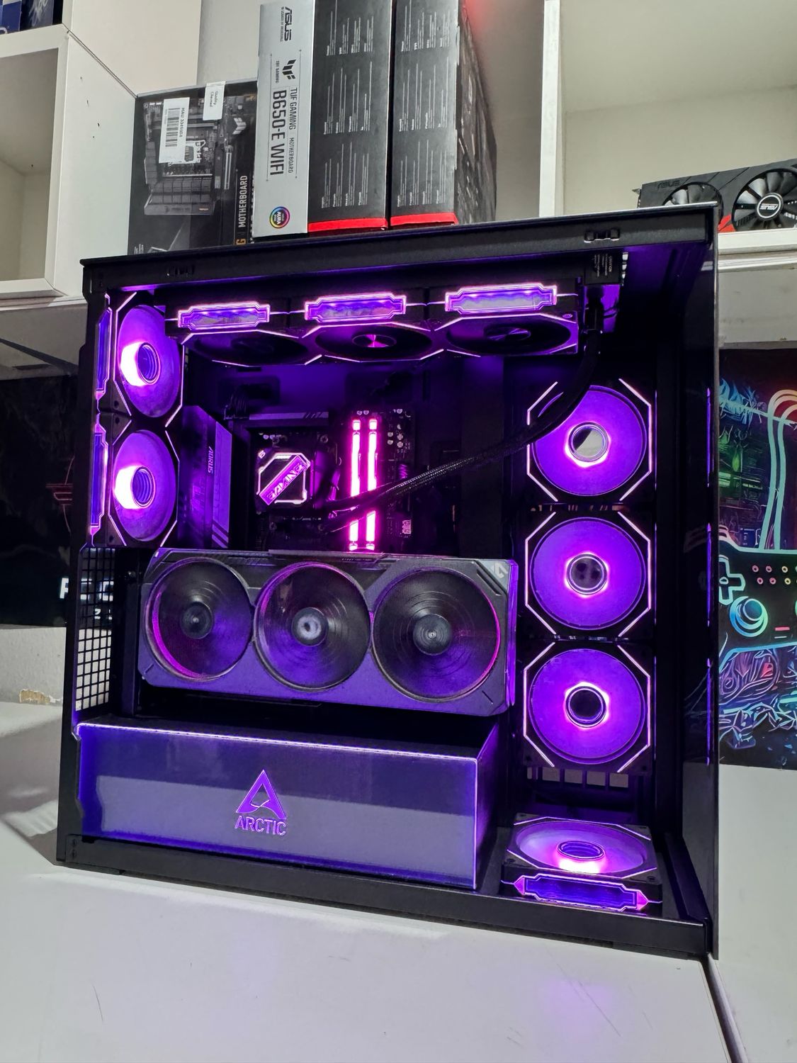 Gaming PC mit Rtx 5070Ti , Ryzen 7800X3D 1 Tb Ssd PCIE5 32 GB Ram 6000 mhz  , Mite vertical GPU