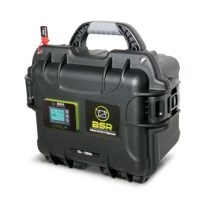 BSR valise batterie Lithium PRESTIGE - 12V 100Ah - Life PO4 (avec sortie sondeur + chargeur)
