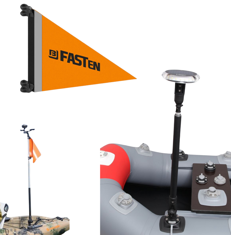 Pack feux de navigation pour bateau avec perche + Fanion de navigation orange | Fasten Borika