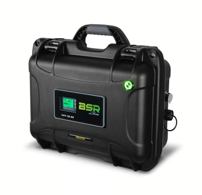 BSR valise batterie Lithium PRESTIGE - 24V 50Ah - Life PO4 (avec sortie sondeur + chargeur)