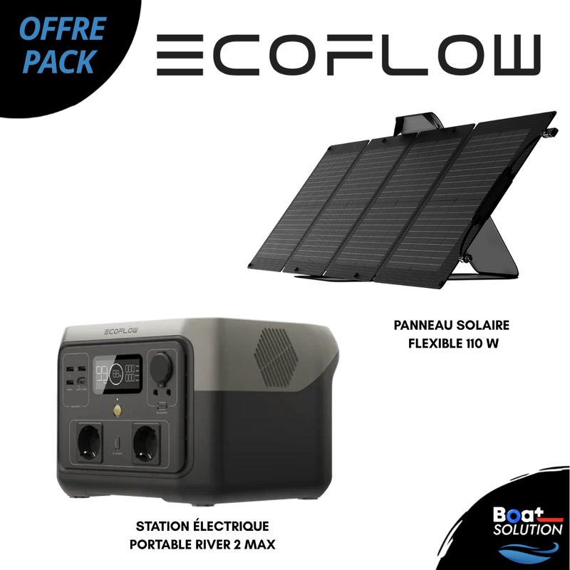 Pack EcoFlow Station électrique portable RIVER 2 Max + Panneau solaire portable 110 W