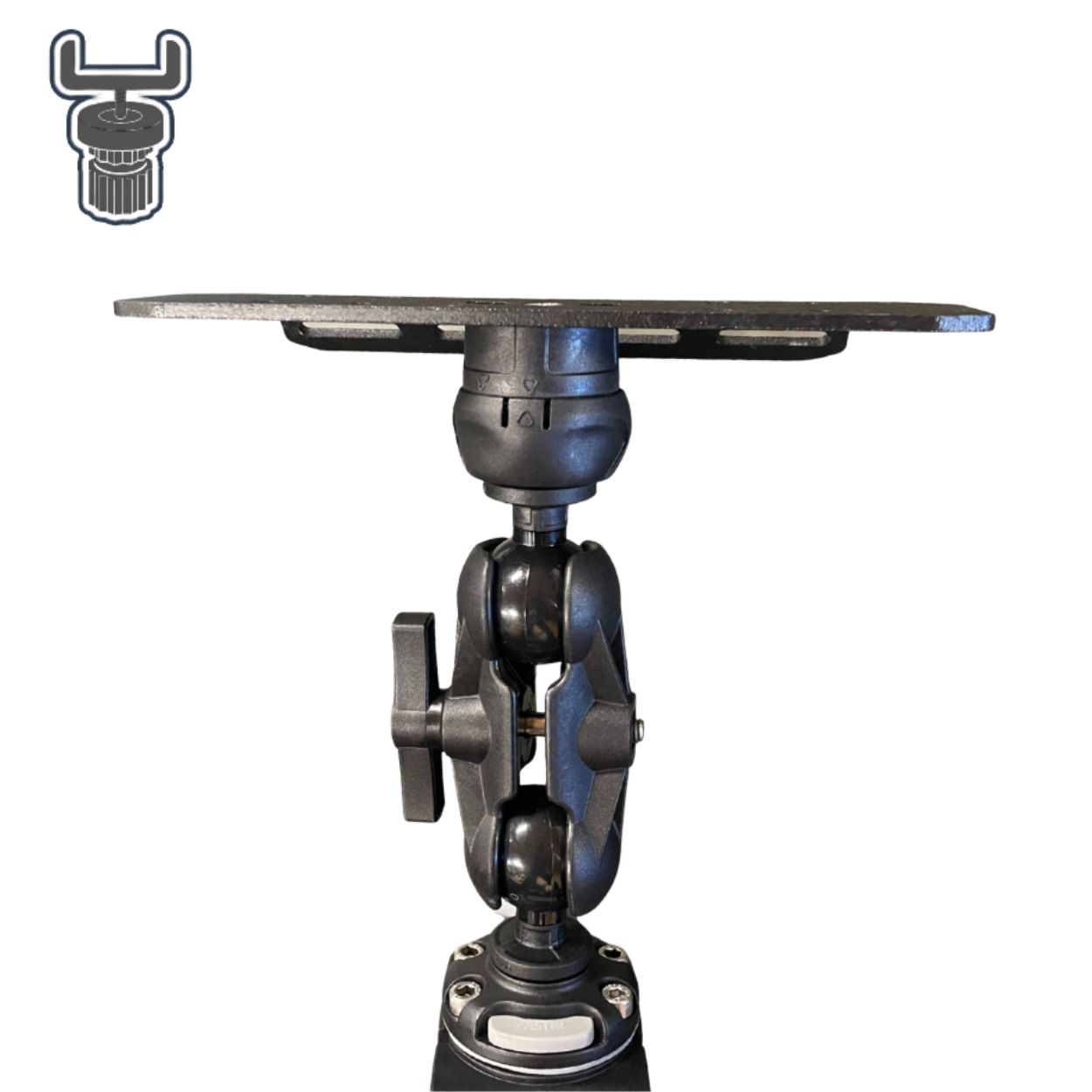 Tablette rectangulaire en aluminium avec rotule | Fasten Borika