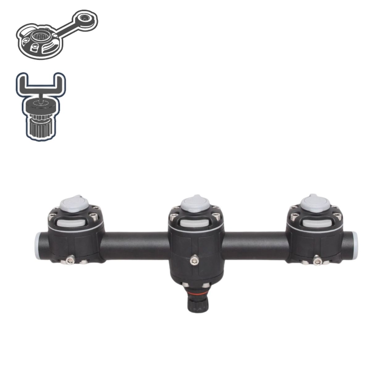 Barre de fixation 3 équipements 350 mm Noir | Fasten Borika