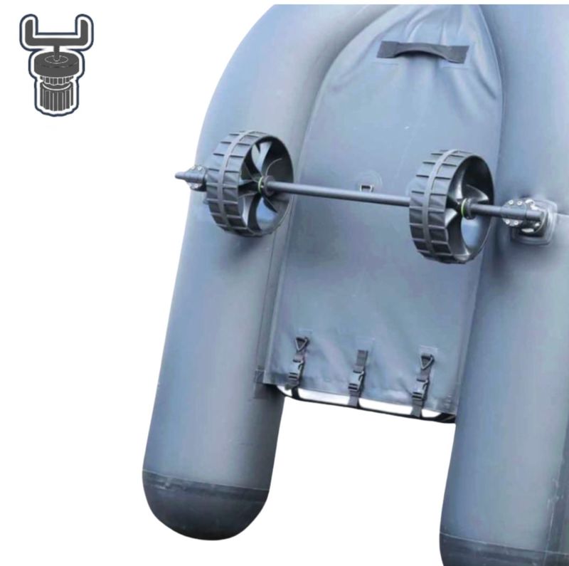 Roue de transport pour float tube avec adaptateur fixation Fasten Borika
