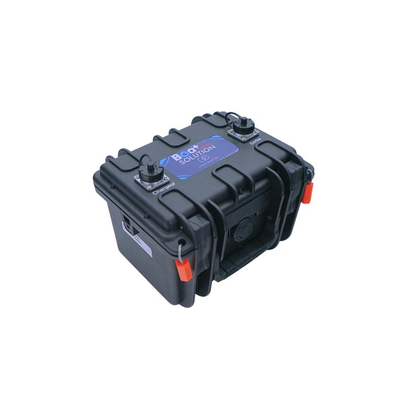 Valise batterie lithium Lifepo4 Boat Solution France 12 V - 25 Ah avec sortie régulée