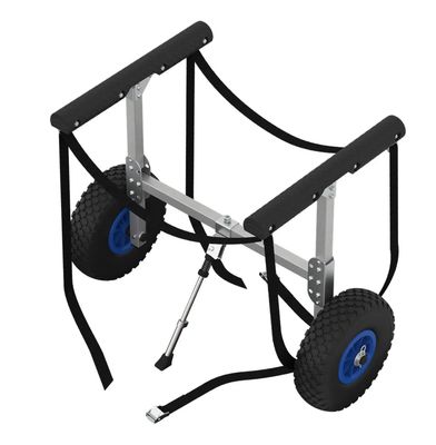 Chariot de canoë, paddle ou petit bateau pneumatique avec roues increvables noir/bleu 260