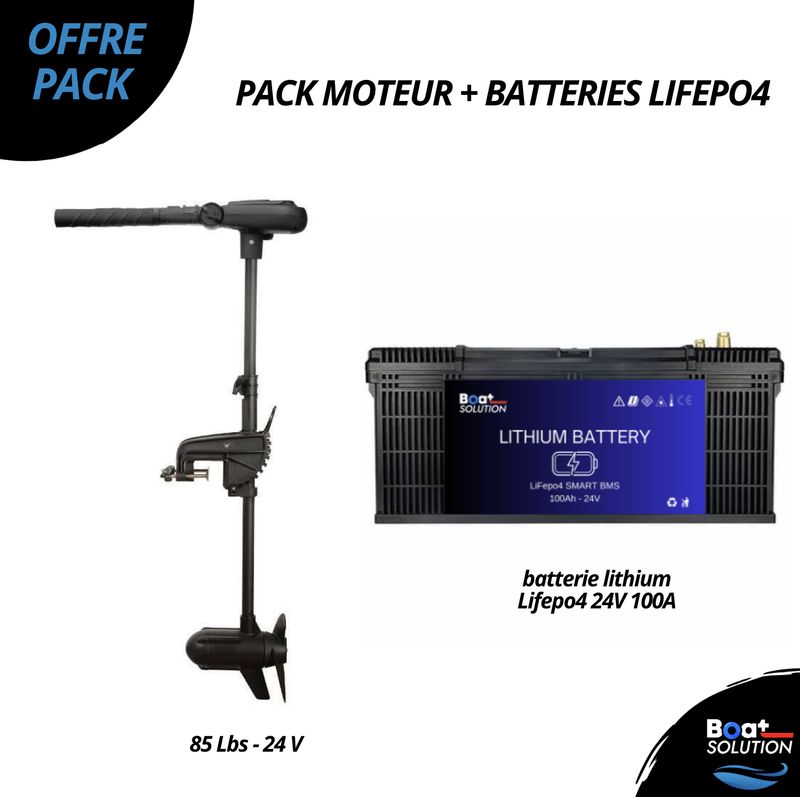 Pack moteur électrique Haswing Protruar 2.0 - 85 Lbs - 24 V + batterie lithium Lifepo4 24V 100A Boat Solution France