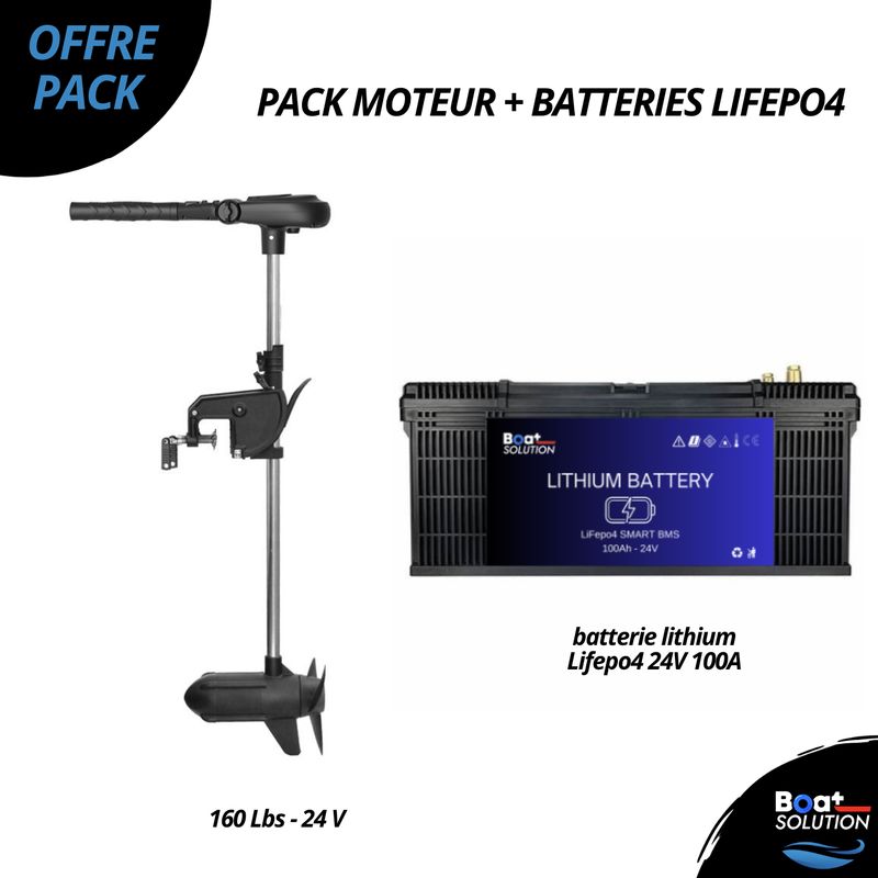 Pack moteur électrique Haswing Protruar 5.0 - 160 Lbs - 24 V + batterie lithium Lifepo4 24V 100A Boat Solution France