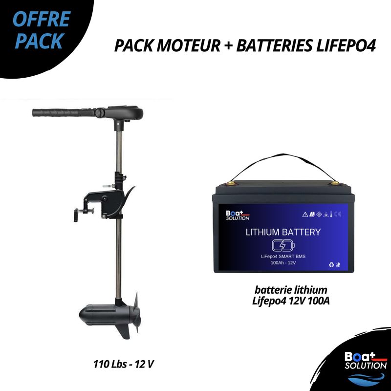 Pack moteur électrique Haswing Protruar 3.0 - 110 Lbs - 12 V + batterie lithium Lifepo4 12V 100A Boat Solution France
