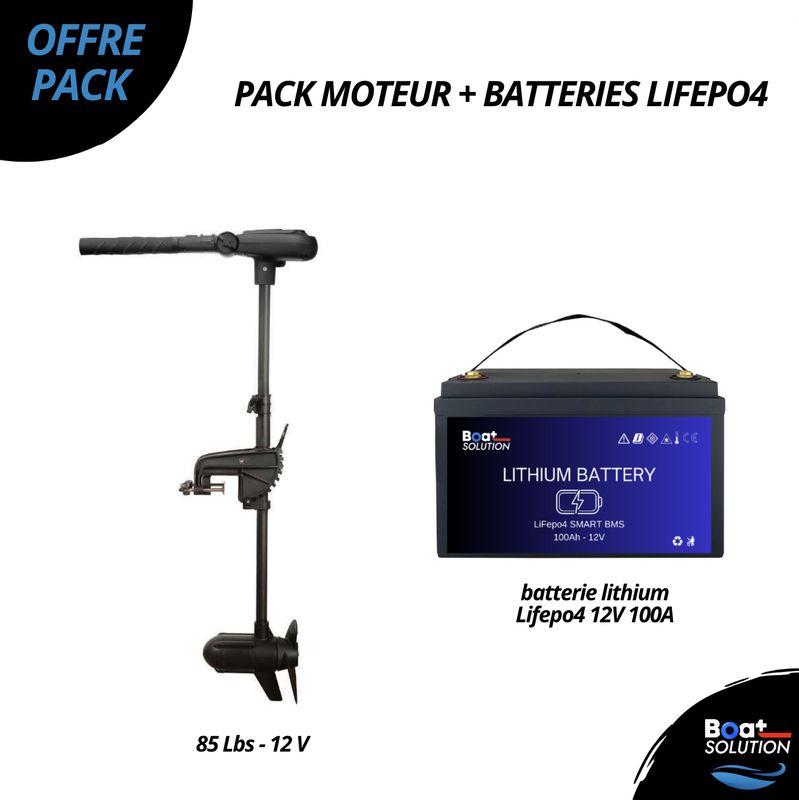 Pack moteur électrique Haswing Protruar 2.0 - 85 Lbs - 12 V + batterie lithium Lifepo4 12V 100A Boat Solution France