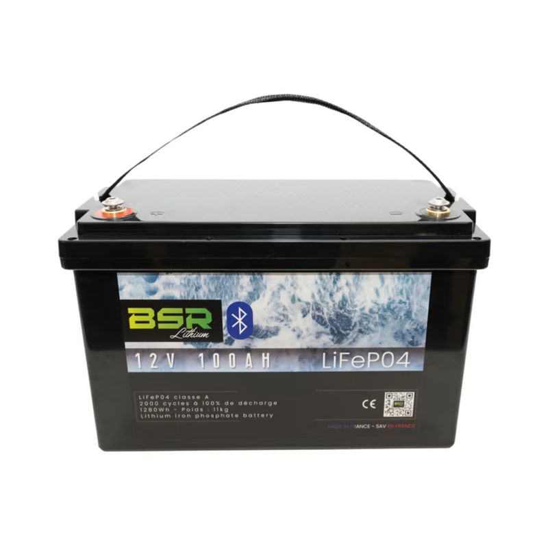 Batterie Lithium BSR Bac Monobloc LifePo4 12V/100 Ah + chargeur non étanche 10A