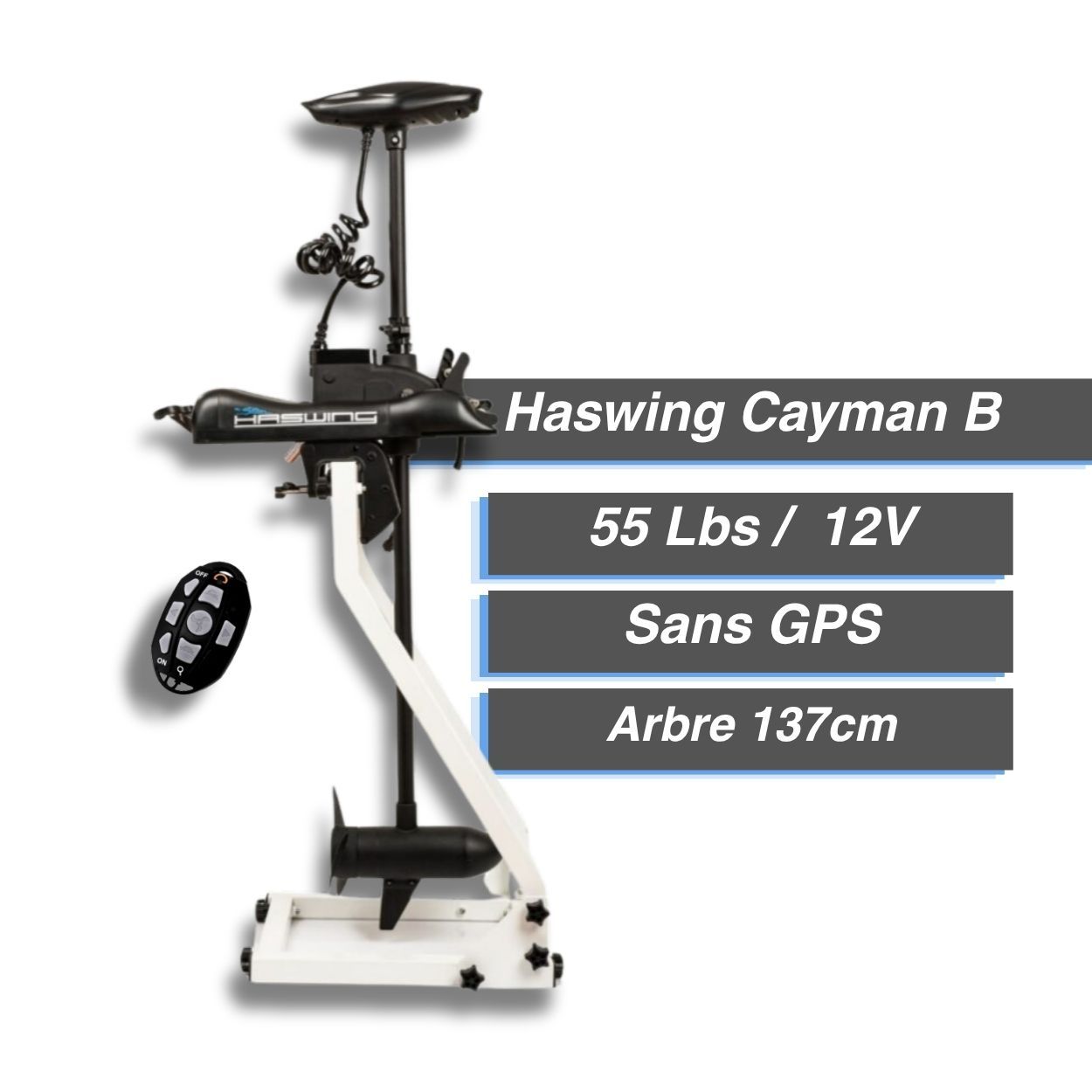 Moteur électrique Haswing Cayman B - 55 Lbs - 12 V - arbre 137 cm