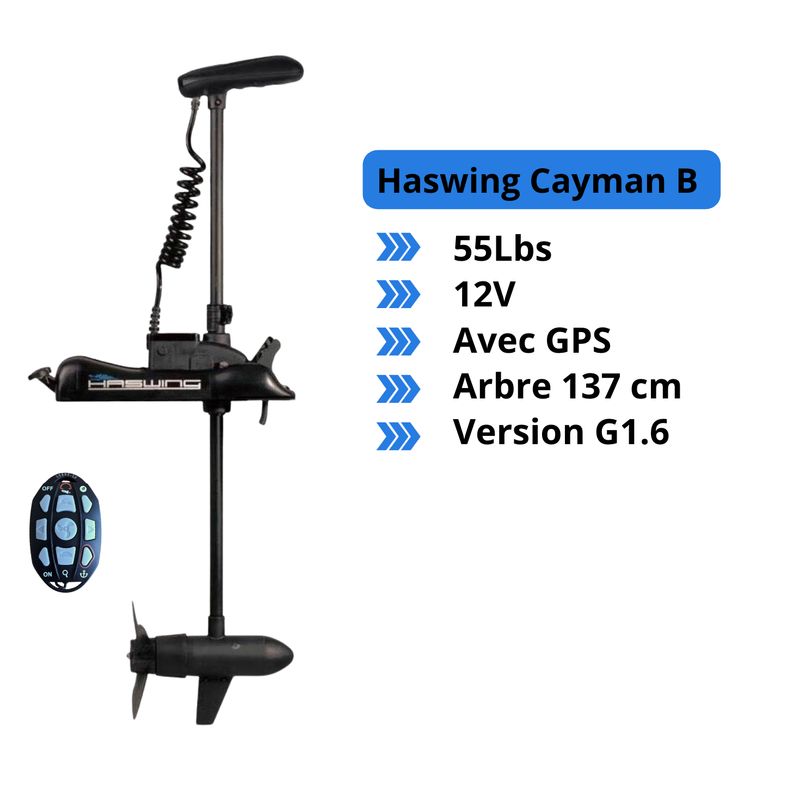Moteur électrique Haswing Cayman B - 55 Lbs - GPS version G1.6 - arbre 137 cm
