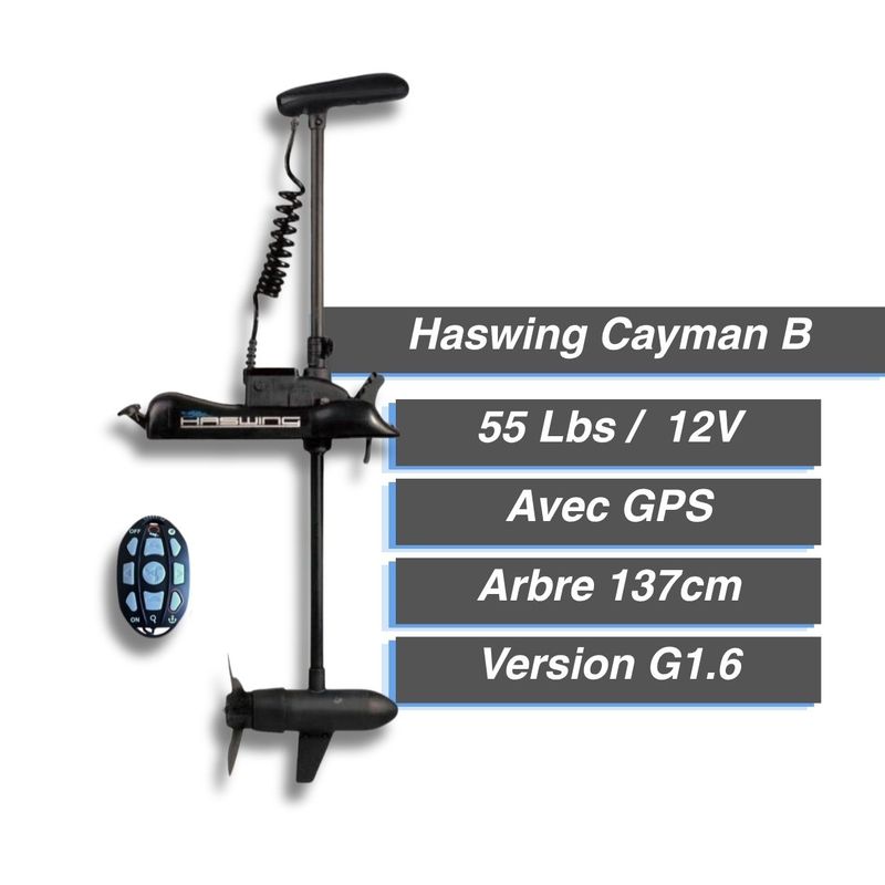 Moteur électrique Haswing Cayman B - 55 Lbs - GPS version G1.6 - arbre 137 cm