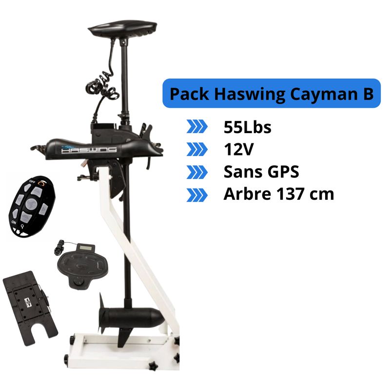 Pack Moteur électrique Haswing Cayman B - 55 Lbs - 12 V - arbre 137 - avec plaque quick release + commande à pédale